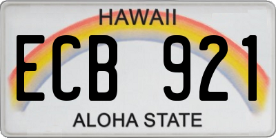 HI license plate ECB921