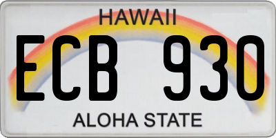 HI license plate ECB930