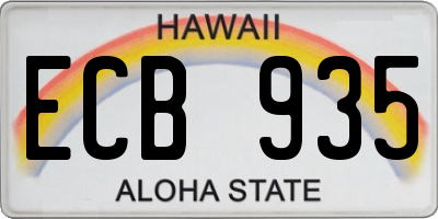 HI license plate ECB935