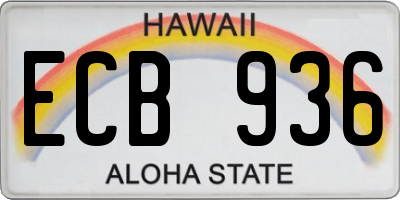 HI license plate ECB936