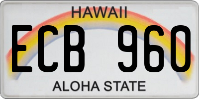 HI license plate ECB960