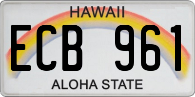 HI license plate ECB961