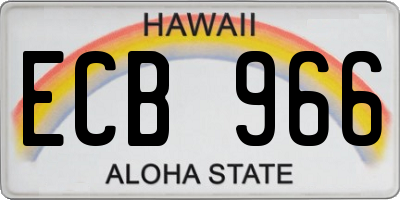 HI license plate ECB966