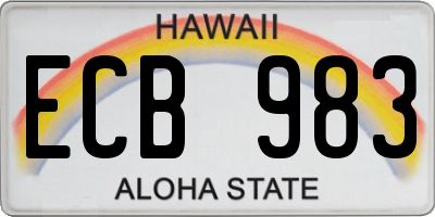 HI license plate ECB983