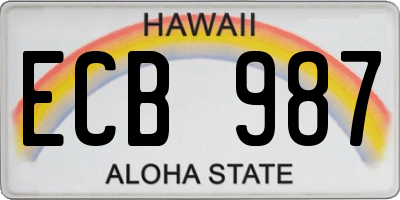 HI license plate ECB987
