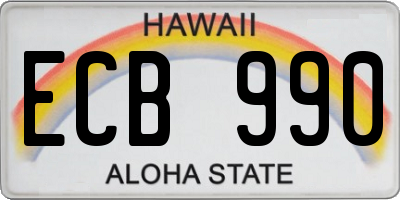 HI license plate ECB990