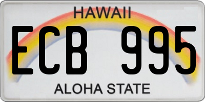 HI license plate ECB995