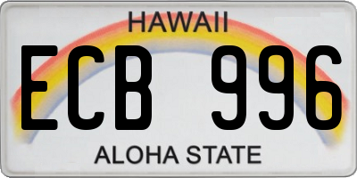 HI license plate ECB996