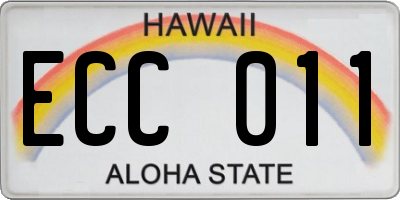 HI license plate ECC011