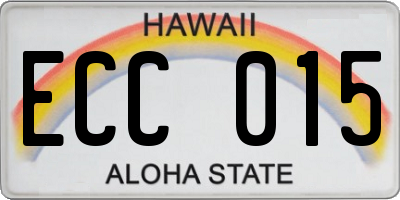 HI license plate ECC015