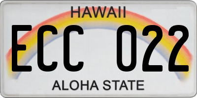 HI license plate ECC022