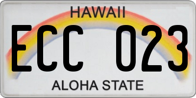 HI license plate ECC023