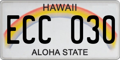 HI license plate ECC030