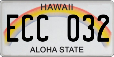 HI license plate ECC032