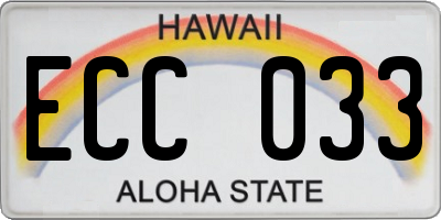 HI license plate ECC033