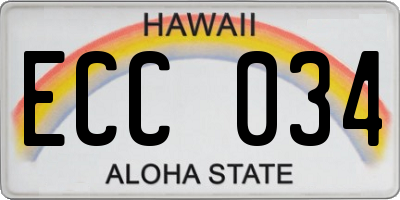 HI license plate ECC034
