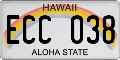 HI license plate ECC038