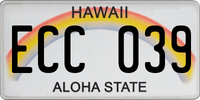 HI license plate ECC039