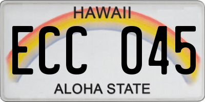 HI license plate ECC045