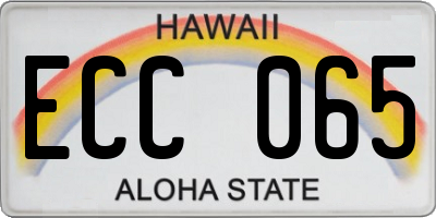 HI license plate ECC065