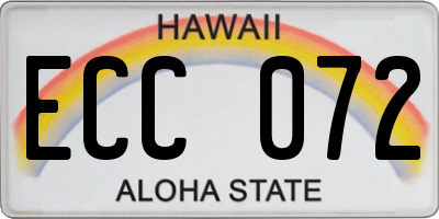 HI license plate ECC072