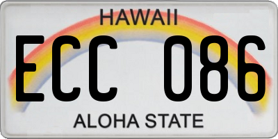 HI license plate ECC086