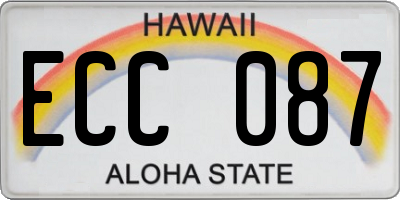 HI license plate ECC087