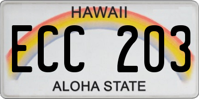 HI license plate ECC203