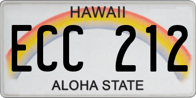 HI license plate ECC212