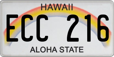 HI license plate ECC216