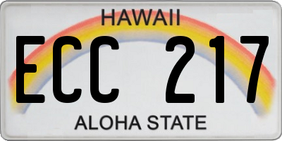HI license plate ECC217