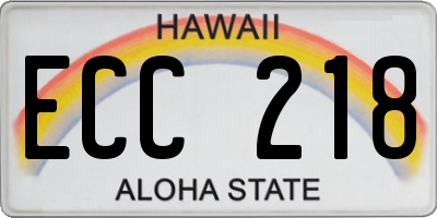 HI license plate ECC218