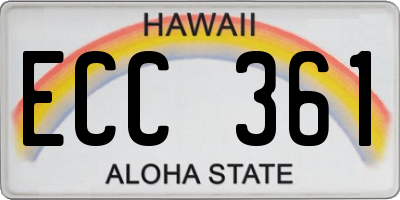 HI license plate ECC361