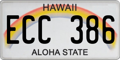 HI license plate ECC386