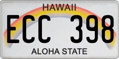 HI license plate ECC398
