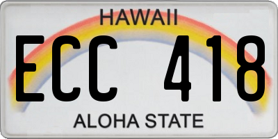 HI license plate ECC418