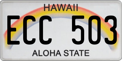 HI license plate ECC503