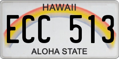 HI license plate ECC513