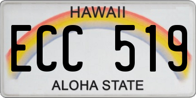 HI license plate ECC519