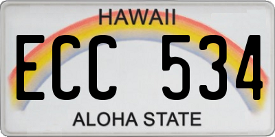 HI license plate ECC534