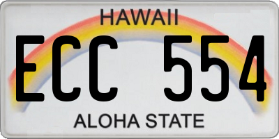HI license plate ECC554
