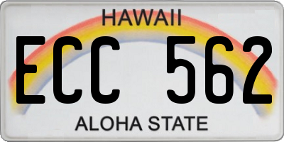HI license plate ECC562