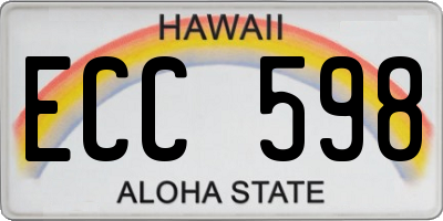 HI license plate ECC598