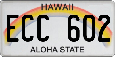 HI license plate ECC602