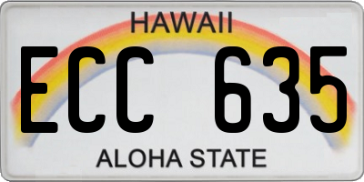 HI license plate ECC635