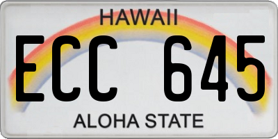 HI license plate ECC645