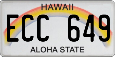 HI license plate ECC649