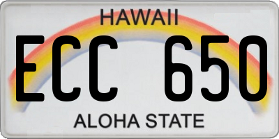 HI license plate ECC650