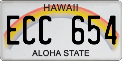 HI license plate ECC654