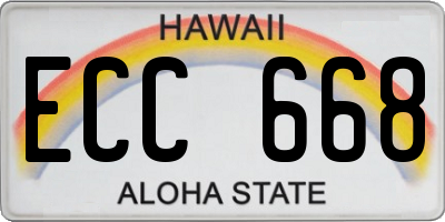 HI license plate ECC668